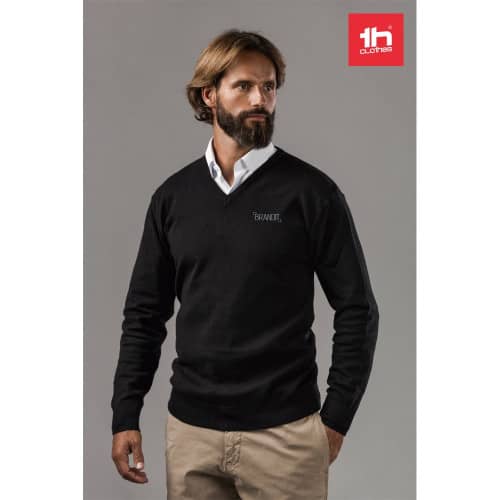 THC MILAN. Jersey con cuello en "V" para hombre