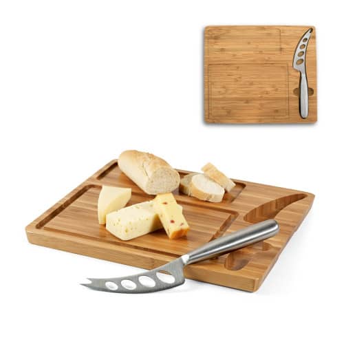 MALVIA. Tabla de quesos de bambú con cuchillo