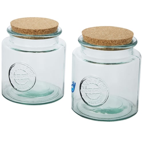 Juego de dos recipientes de vidrio reciclado de 1500 ml "Aire"