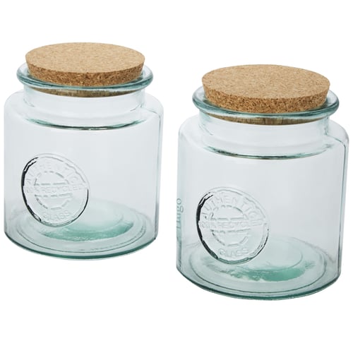 Juego de dos recipientes de vidrio reciclado de 1500 ml "Aire"