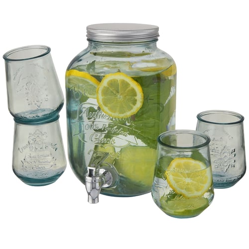 Set de bebida 5 piezas de vidrio reciclado "Jardim" 