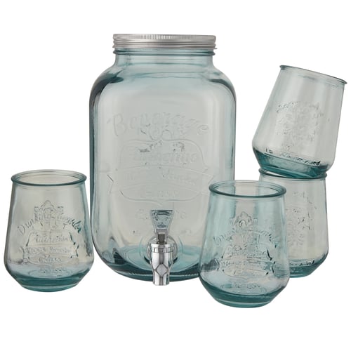 Set de bebida 5 piezas de vidrio reciclado "Jardim" 