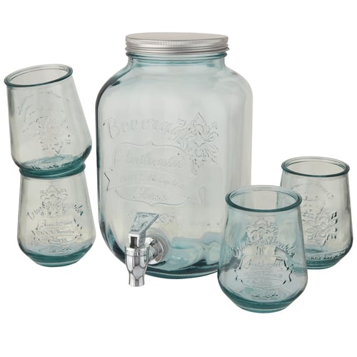 Set de bebida 5 piezas de vidrio reciclado "Jardim" 