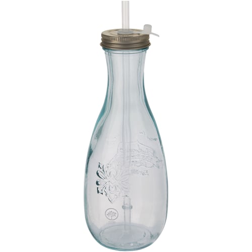Botella de vidrio reciclado con pajita "Polpa"