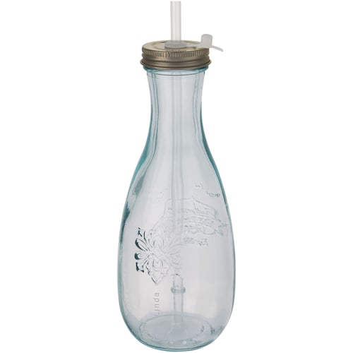 Botella de vidrio reciclado con pajita "Polpa"