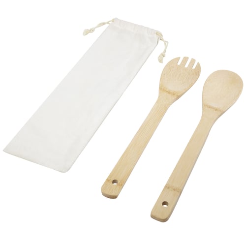 Cuchara y tenedor de bambú para ensalada "Endiv"
